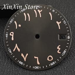 New Arabic Sky Blue NH35 28.5MM Sunburst Watch Dial Arabic Numeral Watch Faces With NH35 Watch Hands For NH35 NH36 4R Movement