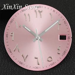 New Arabic Sky Blue NH35 28.5MM Sunburst Watch Dial Arabic Numeral Watch Faces With NH35 Watch Hands For NH35 NH36 4R Movement