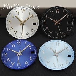 New Arabic Sky Blue NH35 28.5MM Sunburst Watch Dial Arabic Numeral Watch Faces With NH35 Watch Hands For NH35 NH36 4R Movement