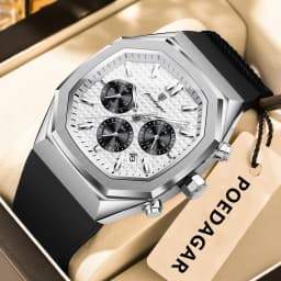 POEDAGAR Business Men's Watch Chronograph Date Silicone Strap Quartz Man Watch Waterproof Luminous Fashion Watches For Men Reloj