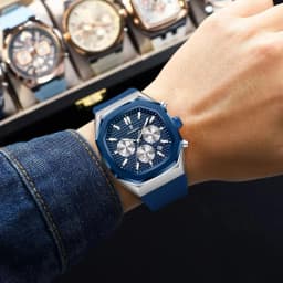 POEDAGAR Business Men's Watch Chronograph Date Silicone Strap Quartz Man Watch Waterproof Luminous Fashion Watches For Men Reloj
