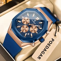POEDAGAR Business Men's Watch Chronograph Date Silicone Strap Quartz Man Watch Waterproof Luminous Fashion Watches For Men Reloj