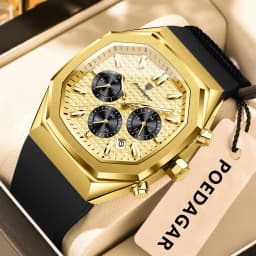 POEDAGAR Business Men's Watch Chronograph Date Silicone Strap Quartz Man Watch Waterproof Luminous Fashion Watches For Men Reloj