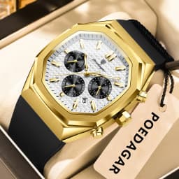 POEDAGAR Business Men's Watch Chronograph Date Silicone Strap Quartz Man Watch Waterproof Luminous Fashion Watches For Men Reloj