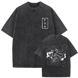 Anime Chainsaw Man Vintage Washed T-shirt Hayakawa Aki Summon Kon Fox Devil Graphic T Shirts Men Women Casual Fashion T-shirts
