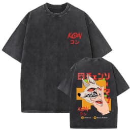 Anime Chainsaw Man Vintage Washed T-shirt Hayakawa Aki Summon Kon Fox Devil Graphic T Shirts Men Women Casual Fashion T-shirts