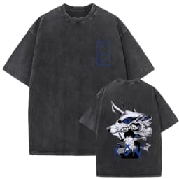 Anime Chainsaw Man Vintage Washed T-shirt Hayakawa Aki Summon Kon Fox Devil Graphic T Shirts Men Women Casual Fashion T-shirts