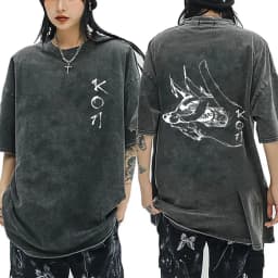 Anime Chainsaw Man Vintage Washed T-shirt Hayakawa Aki Summon Kon Fox Devil Graphic T Shirts Men Women Casual Fashion T-shirts