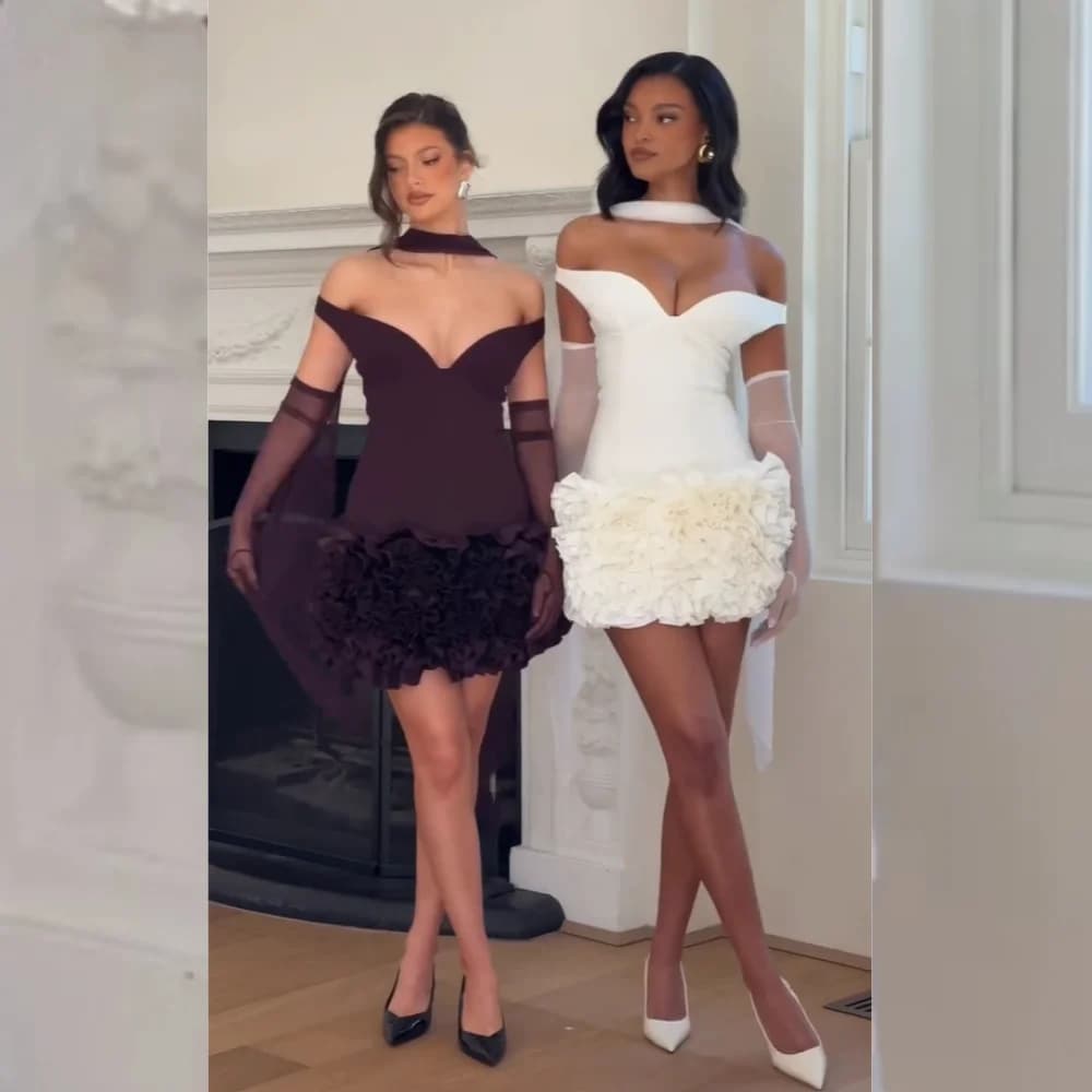 Customized High Quality Jersey Pleat Ruched A-line Off-the-shoulder Mini Dresses Bespoke Occasion Exquisite Pastrol