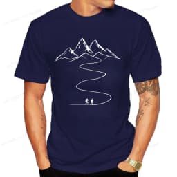 Mountains Path Hiking Trail Curves Printed T-Shirt Clothing Graphic Tees Men Women's T-shirt Summer Fashion Tshirt Street Shirt