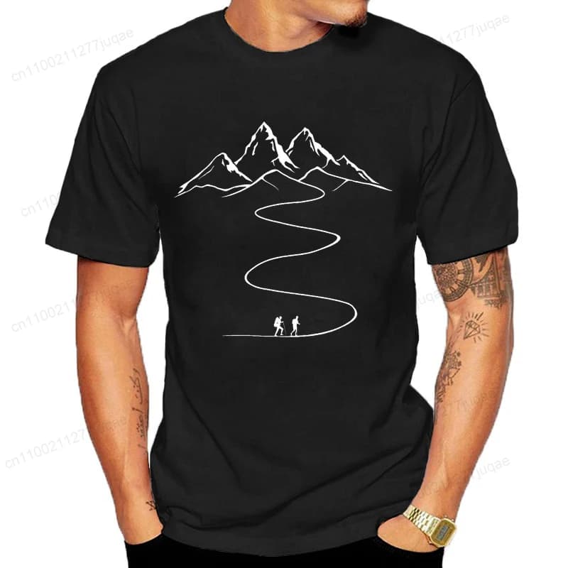 Mountains Path Hiking Trail Curves Printed T-Shirt Clothing Graphic Tees Men Women's T-shirt Summer Fashion Tshirt Street Shirt