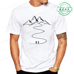 Mountains Path Hiking Trail Curves Printed T-Shirt Clothing Graphic Tees Men Women's T-shirt Summer Fashion Tshirt Street Shirt