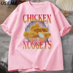 Funny Chicken Nuggets T-shirt Men 90s Vintage Cotton Short Sleeve Tshirt Casual Round Neck Graphic T Shirts Loose Printed Tees