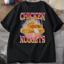 Funny Chicken Nuggets T-shirt Men 90s Vintage Cotton Short Sleeve Tshirt Casual Round Neck Graphic T Shirts Loose Printed Tees