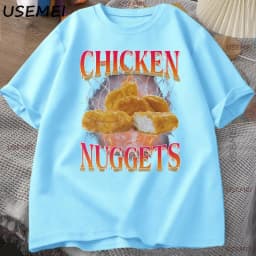 Funny Chicken Nuggets T-shirt Men 90s Vintage Cotton Short Sleeve Tshirt Casual Round Neck Graphic T Shirts Loose Printed Tees