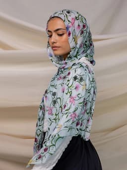 Ramadan Hijab for Women Bohemian Floral Print Shawl Watercolor Soft Muslim Hijabs Lightweight Wrap Scarf Headscarf Summer Beach