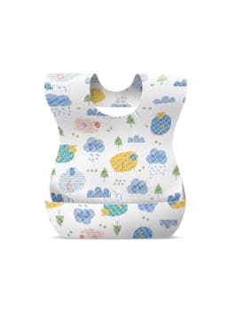 50-Pack Disposable Bibs for Babies Aged 6 Months to 2 Years Cartoon Bear Feeding Bib for Boy Girl Non-woven Drool Towel