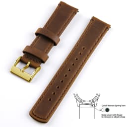Top Grain Genuine Leather Watch Band, Quick Release 20mm/22mm Watch Strap, Fits Samsung Galaxy Watch, Men and Women Watch band