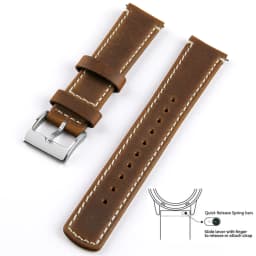 Top Grain Genuine Leather Watch Band, Quick Release 20mm/22mm Watch Strap, Fits Samsung Galaxy Watch, Men and Women Watch band