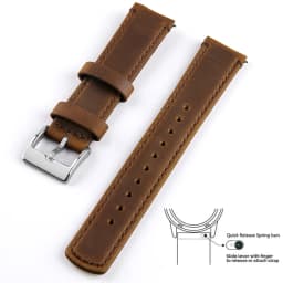 Top Grain Genuine Leather Watch Band, Quick Release 20mm/22mm Watch Strap, Fits Samsung Galaxy Watch, Men and Women Watch band
