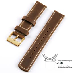 Top Grain Genuine Leather Watch Band, Quick Release 20mm/22mm Watch Strap, Fits Samsung Galaxy Watch, Men and Women Watch band
