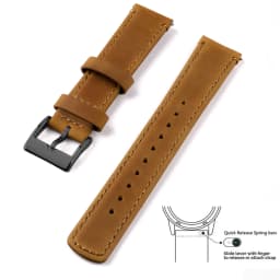 Top Grain Genuine Leather Watch Band, Quick Release 20mm/22mm Watch Strap, Fits Samsung Galaxy Watch, Men and Women Watch band
