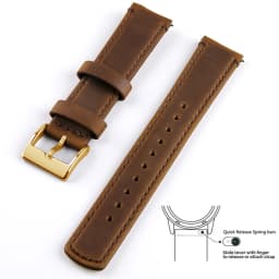 Top Grain Genuine Leather Watch Band, Quick Release 20mm/22mm Watch Strap, Fits Samsung Galaxy Watch, Men and Women Watch band