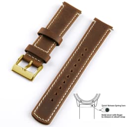 Top Grain Genuine Leather Watch Band, Quick Release 20mm/22mm Watch Strap, Fits Samsung Galaxy Watch, Men and Women Watch band