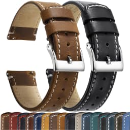 Top Grain Genuine Leather Watch Band, Quick Release 20mm/22mm Watch Strap, Fits Samsung Galaxy Watch, Men and Women Watch band