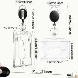 1/5Pcs Keychain Badge Reel Retractable Pass Work Permit Case Sleeve Dual Card Slot Card Holder Protector ID Tag Cover