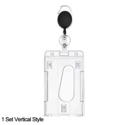 1/5Pcs Keychain Badge Reel Retractable Pass Work Permit Case Sleeve Dual Card Slot Card Holder Protector ID Tag Cover