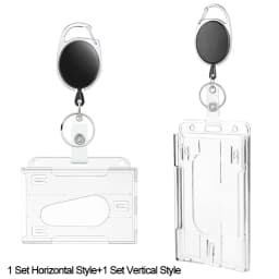 1/5Pcs Keychain Badge Reel Retractable Pass Work Permit Case Sleeve Dual Card Slot Card Holder Protector ID Tag Cover