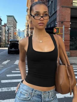 Women's Square Collar Sleeveless Bodycon Crop Tank Top Sexy Elegant Solid Y2K Party Clubwear Summer Outfit Wholesale