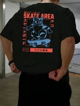 Men's Summer 100% Cotton Tokyo Casual Pattern Printed Fashionable and Casual Loose Round Neck Short Sleeved T-Shirt Top