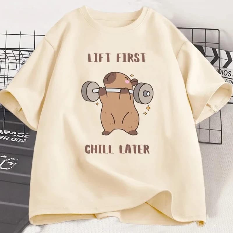 Capybara Gym T-Shirt Women Sports Tee Workout Fitness T Shirt Top Unisex Softstyle Women Tshirt Clothes Women Clothing