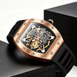 ONOLA Luxury Automatic Watch Men Fashion Hollow Silicone Waterproof Mechanical Watch Men Military Sports Watch Clock