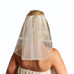 Simple Pearl Beaded Short Tulle Bridal Veil with Plastic Comb Marriage Accessories