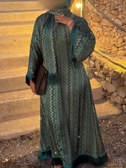 Elegant Tassel Hem Women's Evening Dresses Loose V-neck Full Sleeve Scarf Dresses 2025 Autumn Party Luxurious Lady Robe