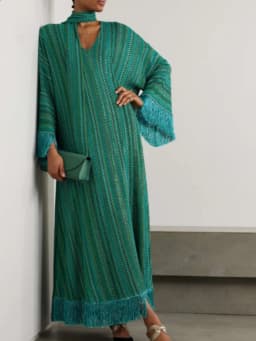 Elegant Tassel Hem Women's Evening Dresses Loose V-neck Full Sleeve Scarf Dresses 2025 Autumn Party Luxurious Lady Robe