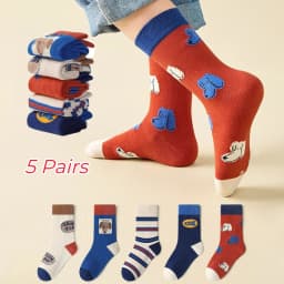 XJK Baby Socks Children Autumn Socks Boys Funny Puppy Pattern Socks 5 Pairs Cotton Socks Kids Sock