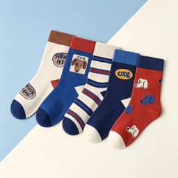 XJK Baby Socks Children Autumn Socks Boys Funny Puppy Pattern Socks 5 Pairs Cotton Socks Kids Sock
