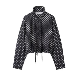 HH Female Autumn Fashion Polka Dot Printed Set Long Sleeves Turtleneck Drawstring Jacket+A-line Shorts Women's Vintage Suit