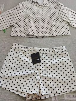 HH Female Autumn Fashion Polka Dot Printed Set Long Sleeves Turtleneck Drawstring Jacket+A-line Shorts Women's Vintage Suit