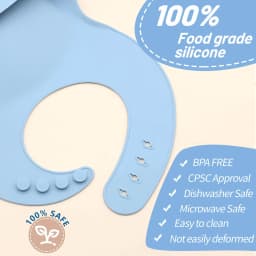 Food Grade Silicone Bib Food Catcher with Three-Dimensional and Multi-Stage Adjustment, Easy to Clean