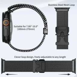 Milanese Loop Strap For Apple Watch Band Ultra 2 49mm 46mm 45mm 44mm 42mm Stainless Steel Metal for iWatch Series 10 9 8 7 6 5 4