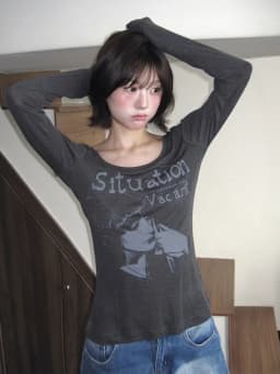 Tonngirls Y2k Vintage T-shirt Women Long Sleeve Print Graphic Tops Streetwear American Retro Grunge Tops E-girls 2000s Tshirts