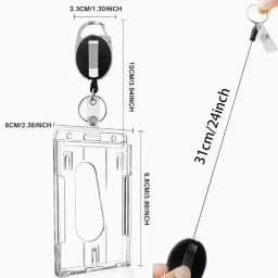Transparent Badge Holder Exhibition ID Card Cover Case NameTag Badge Reel Keychain Hold 2 Cards Organizer Working Permit Sleeve