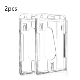 Transparent Badge Holder Exhibition ID Card Cover Case NameTag Badge Reel Keychain Hold 2 Cards Organizer Working Permit Sleeve