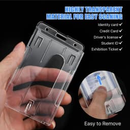 Transparent Badge Holder Exhibition ID Card Cover Case NameTag Badge Reel Keychain Hold 2 Cards Organizer Working Permit Sleeve