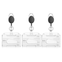 Transparent Badge Holder Exhibition ID Card Cover Case NameTag Badge Reel Keychain Hold 2 Cards Organizer Working Permit Sleeve